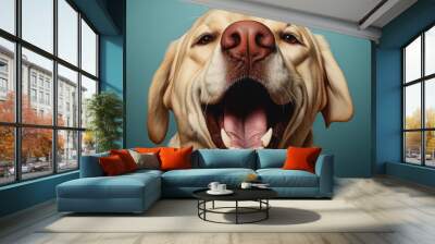 A dog with its mouth open and tongue hanging out Wall mural