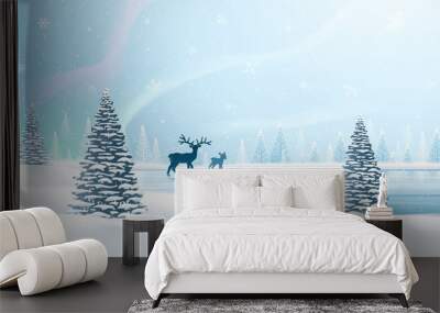 Christmas card with reindeer Wall mural