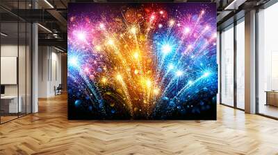 colorful fireworks. vector Wall mural