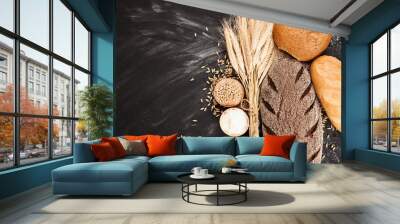 Fresh bread and wheat  Wall mural