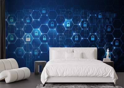 Global network security. Vector Wall mural