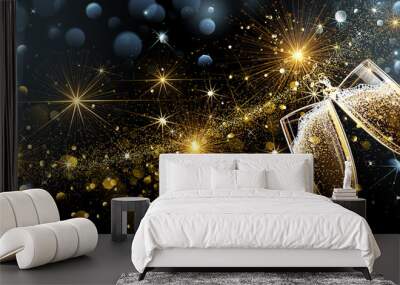 new year fireworks and champagne Wall mural