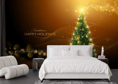 Shining Christmas tree Wall mural