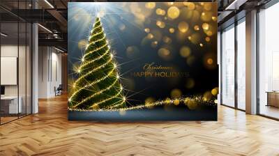 Shining Christmas tree Wall mural