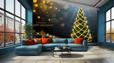 Shining Christmas tree Wall mural