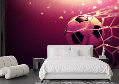 Soccer Ball Hitting the Net. Football Championship Wall mural