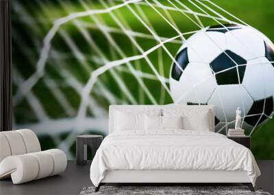 Soccer ball in goal Wall mural