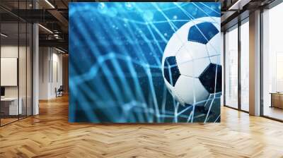 Soccer ball in goal Wall mural