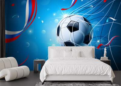 Soccer Ball with Confetti. Vector  Wall mural