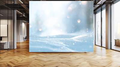 Winter Landscape with Snowflakes and Bright Bokeh Wall mural