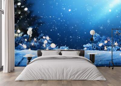 Winter Landscape with Spruce Branches Wall mural