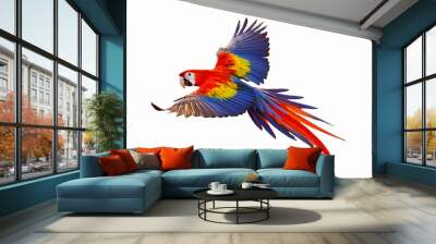 Colorful macaw parrot isolated on white. Wall mural