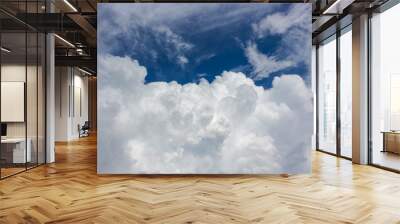 Overcast blue sky with white and gray clouds Wall mural