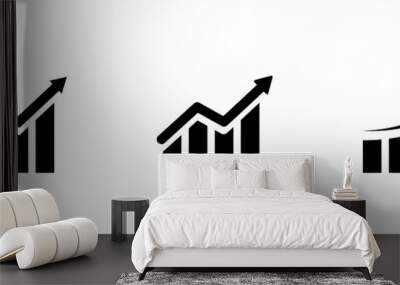 Graph growing up vector icon. economy graphic growth arrow rise. market chart sign isolated on white background. development forecast plan stock illustration Wall mural