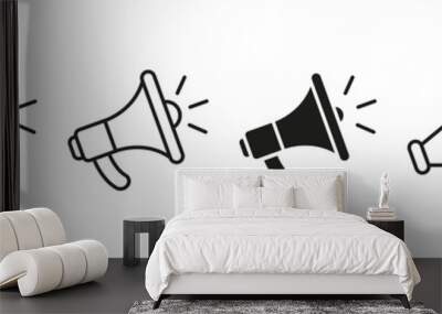 Megaphone icon set. Loudspeaker vector sign. Shout announce isolated on white background. Loud speaker public announcement. Wall mural