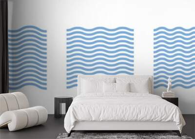 wave pattern vector. abstract geometric graphic wallpaper on white background.blue water texture curve art shape. sea flow ornament. Wall mural