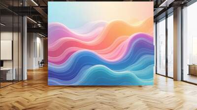 A colorful wave with a blue and pink stripe Wall mural