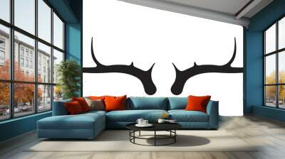 Deer antlers vector. Silhouette of the horns of a wild elk, roe deer on a white background. Wall mural