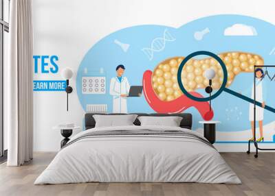 Diabetes mellitus, type 2 diabetes and insulin production concept vector. Wall mural