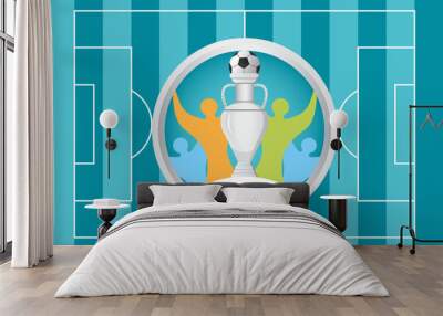 European football 2020, 2021 tournament final concept vector. Silver cup Wall mural