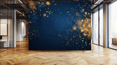 Blue and gold Abstract background and bokeh on New Year's Eve Wall mural