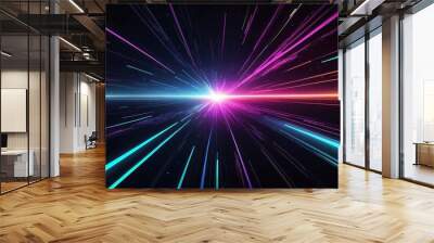 Digital light neon burst space Wall mural