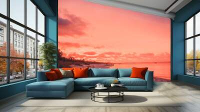 Beautiful sunset on beach Wall mural