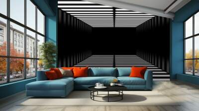 3d rendering. modern white neon light along rectangle cube tunnel background. Wall mural