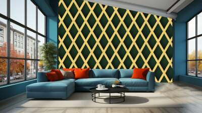 3d rendering. Seamless modern luxurious golden grid pattern wall background. Wall mural