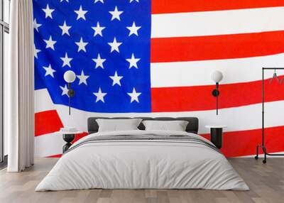 America flag waving with the wind for memorial day. Wall mural