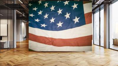 America flag waving with the wind for memorial day. Wall mural