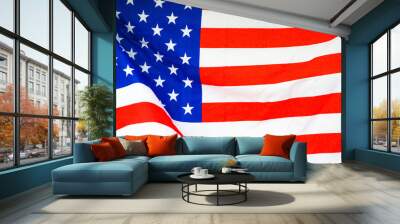 America flag waving with the wind for memorial day. Wall mural