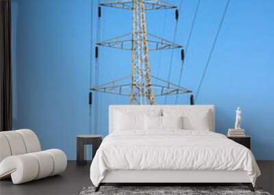 High voltage power pole sky background, Thailand. Wall mural