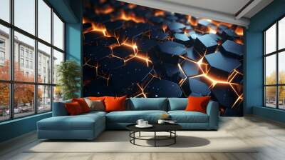 3D Realistic Square Texture with LED Lights Wall mural