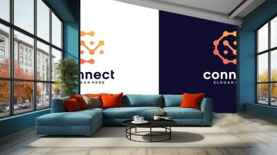 Abstract letter C logo design template with connect concept. Wall mural