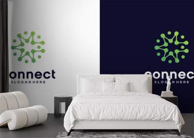 Initial letter C logo with Connect technology design illustration Wall mural