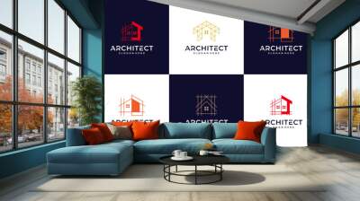 set of abstract architectural building construction logo designs, home vector illustration Wall mural