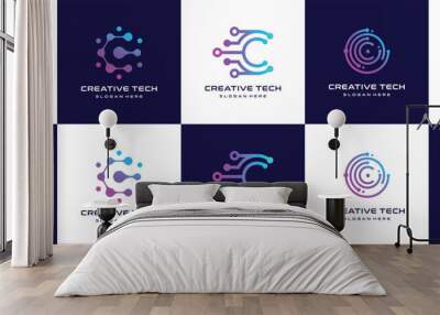 set of creative letter C Modern Digital Technology Logo Design Wall mural