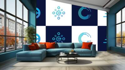 Set of creative letter C technology logo design Wall mural