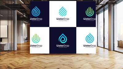 set of Water Drop Logo Design, Vector illustration Wall mural