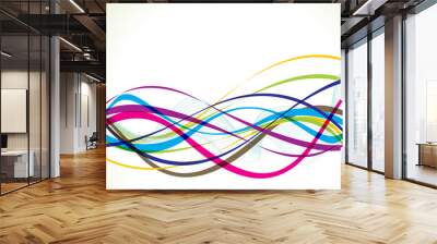 abstract colorful line wave background Wall mural