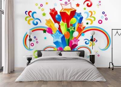 abstract colorful magic box explode Wall mural