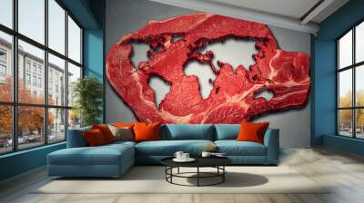 Global meat industry and world beef production food concept Wall mural