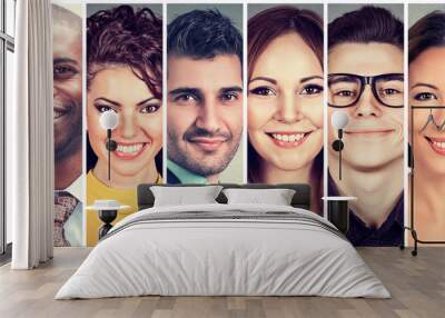 Multiethnic group of smiling people Wall mural