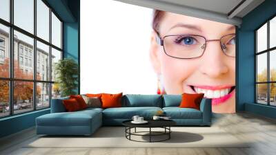 Portrait of a beautiful woman wearing glasses Wall mural