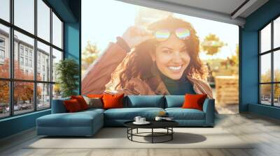 smiling happy woman having fun Wall mural