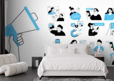 Social media, digital marketing, online communication and networking concept. Wall mural