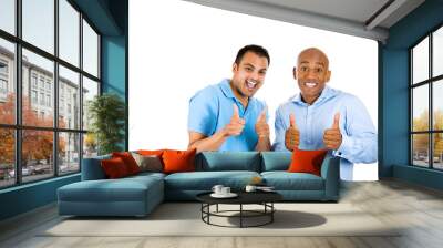 two excited young men showing thumbs up sign Wall mural