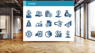 Vector illustration set of financial, business icons Wall mural