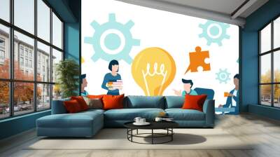 Vector of a business team brainstorming new idea Wall mural